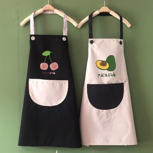 Kitchen Apron Cute Fruit Cherry Avocado Pattern Apron For Women Cooking Baking Restaurant Waterproof Bid Home Cleaning Tools