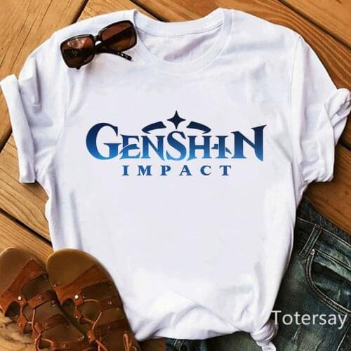 2021 Hot Funny Genshin Impact T Shirt Cartoon Print Anime Kid Clothes Children Clothing T-shrit Tee Short Sleeve Top Harajuku