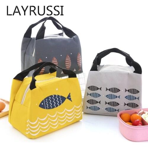 LAYRUSSI Cute Cartoon Insulated Lunch Bag Student Rice Bags Oxford Cloth Waterproof Picnic Thermal Dinner Food Insulation Bags