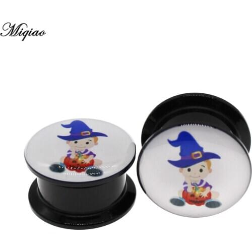 Miqiao 2pcs Fashionable and Exquisite Boy Acrylic Ear Expander Thread Tunnel Plug Ear Gauge 4mm-25mm Piercing Jewelry
