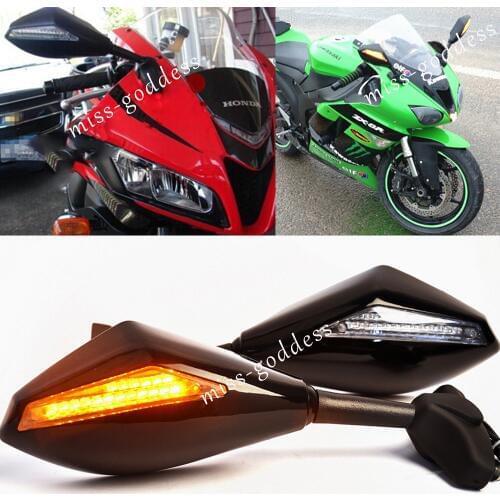 MOTORCYCLE LED TURN SIGNALS REAR VIEW Faring Mount Sport Bike Side Racing MIRRORS For CBR ZRX ZZR ZX YZF GSXR GSX R6 R6S