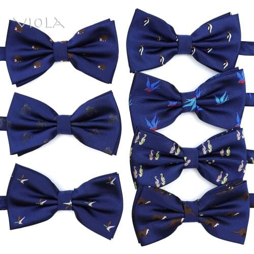 Hedgehog Penguin Bird Seahorse Cute Animal Jacquard Polyester Bowtie Mens Suit Tuxedo Party Dinner Banquet Casual Butterfly Gift