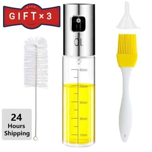 100ML Oil Bottle Set BBQ Kitchen Oil Bottle Cooking Olive Glass Vinegar Sprayer Bottle Convenient Gravy Grill Cooking Tools