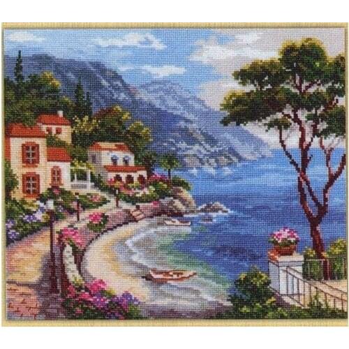 Holiday by Sea, The Resort,Counted Cross Stitch Kits, 100% Cotton, 175x135 Stitch, 32x23 cm Cotton Counted Cross Stitch Kits