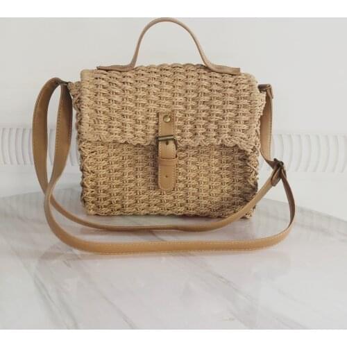 New Womens Summer Straw Bag Shoulder Bag Paper Rope Bag Beach Bag a6234