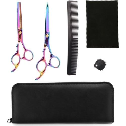 Profession Hairdresser Colorful Hair Cutting Scissors Set Stainless Steel Salon Barber Shears Hairdressing Kit Barber Essentials