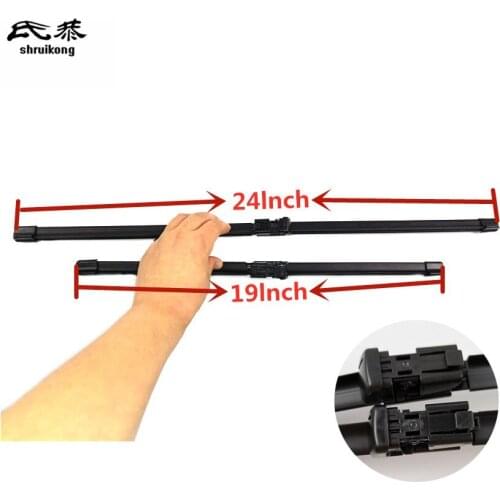 Wiper blades for 2008-2018 Volkswagen Scirocco 137, 138 and 2006-2015 EOS 1F7, 1F8 24"+19" fit push button type wiper arms only