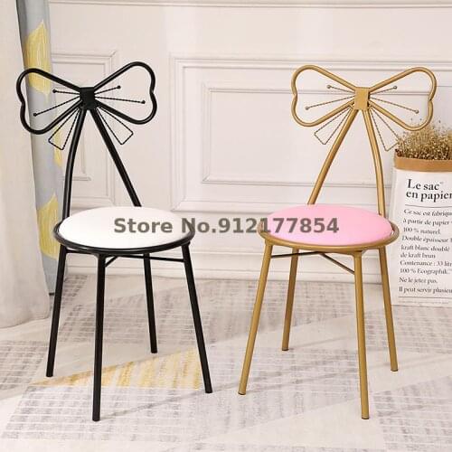 Modern minimalist dressing table stool ins Nordic girl heart bedroom backrest princess bow nail nail makeup chair