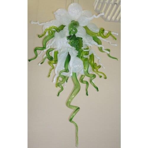 AC 110/120/220/240V Hand Blown Murano Glass LED Green and White Luxury Crystal Chandeliers Droplight Lighting Fixtures