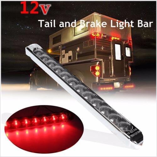 Universal 17INCH 12LED Red Turn Tail Brake Stop Light Bar Chrome Bezel DC 12V waterproof for Pickup Truck Boat,Pack of 6
