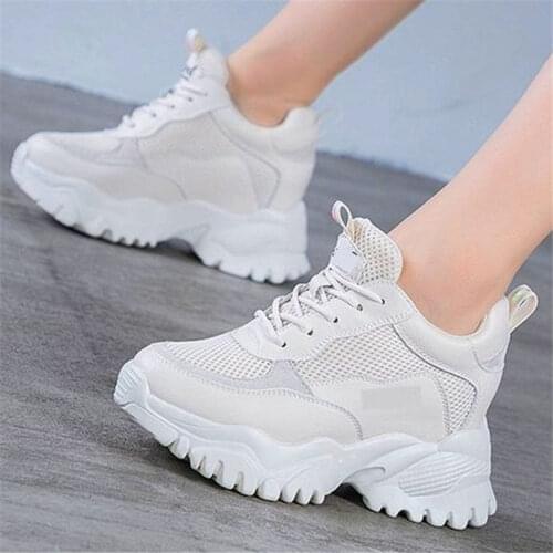 Increasing Height Ankle Boots Womens Platform Wedge Fashion Sneakers High Heels Breathable Casual Travel Shoes Pumps