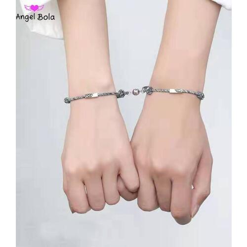 1Pair Lovers Infinity 925 Sterling Silver Bracelets Adjustable Rope Chain Bracelet for Couples Bracelet Birthday Gifts
