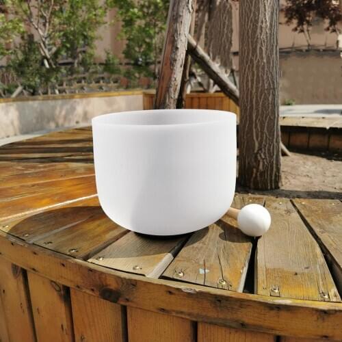 10 inch F Note Crystal Singing Bowl Heart Chakra Frosted Quartz Singing Bowl 10 inch F Note