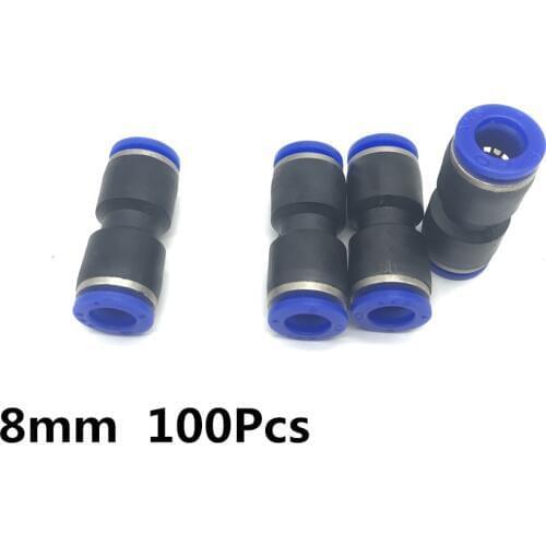 100Pcs/Lot PU08 8mm Push In Pipe Air Pneumatic One Touch Fittings Quick Connectors Brand New