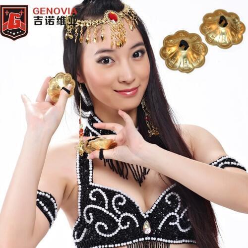 2 Pair (4 Piece) Belly Dance Grain Pattern Pure Copper Finger Cymbals Zills