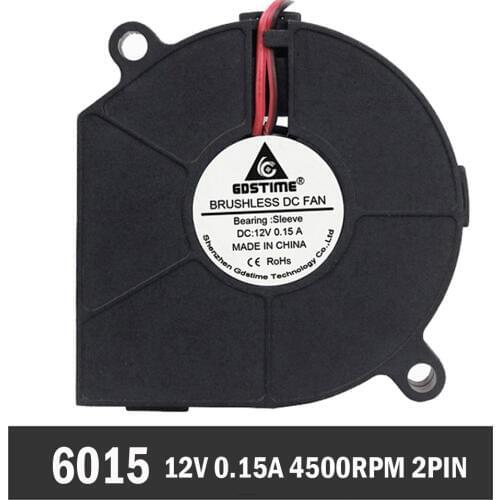 250pcs Gdstime 12V 60mm 6cm 6015 DC Brushless Blower Cooler Fan 60mm x 15mm Centrifugal Blower Fan