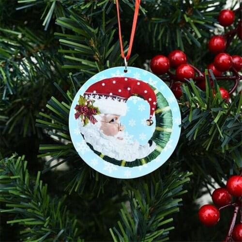 3Pcs/lot New Creative Acrylic Round Christmas Tree Ornament Decoration Connectors Gift Santa Claus Pendant Xmas Charms Jewelry