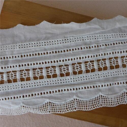 4 Yards 17cm Wide White Cotton Crochet Lace New Fabric Trimming Lace French Floral Lace Trim Free Shipping
