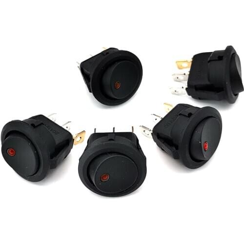 5pcs/lot Red Led Dot Light 12V Car Auto Boat Round Rocker ON/OFF Toggle Switch SPST