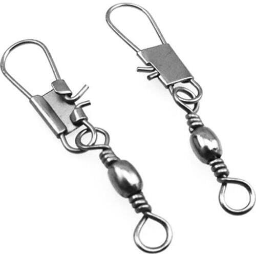 50Pcs Hooked Snap Pin Stainless Steel Fishing Hook Connector Lure Accessories Fishhook Must Have Fishing Item