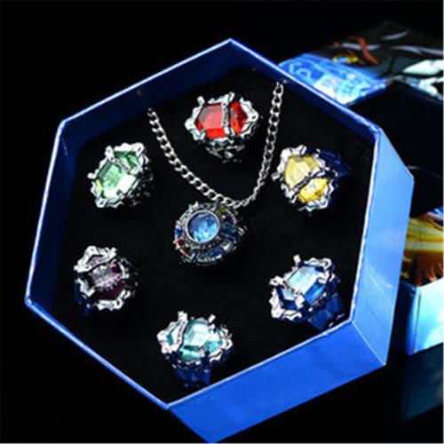 7pcs/set Fashion jewelry ring Katekyo Hitman Reborn Sawada Tsunayoshi PVC Action Figure Cosplay Toys for Men women kids Gift