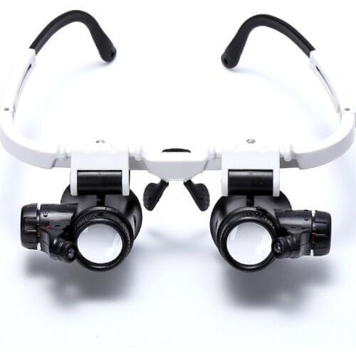 8x 15x 23x Double Eye Loupe Head Wearing Repair Jeweler Watch Clock Magnifier Illuminated Magnifying Glass with LED Light