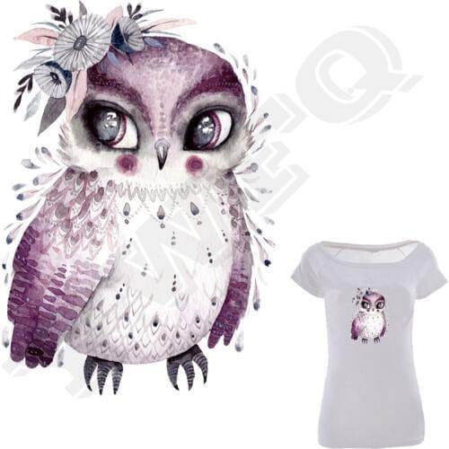 Watercolor Owl Iron-On Transfer A-Level Washable Parches Ropa T-Shirt Diy Decoration Easy Print By Household Irons Patches