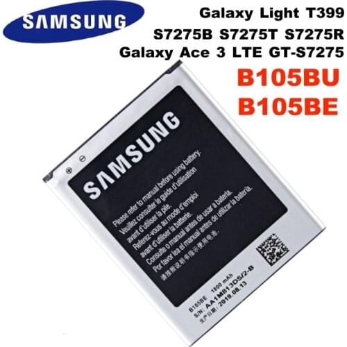 B105BE Samsung Original Battery For Galaxy Ace 3 LTE GT-S7275 S7275B S7275T S7275R S7278 S7278U SGH-T399 B105BU 1800mAh