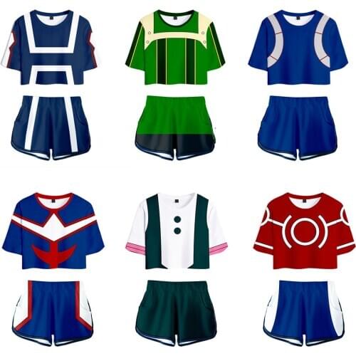 Girl MHA My Hero Academy Cosplay Costume Ochaco Uraraka Asui Tsuyu Summer Skirt Plus Size Todoroki Shoto Bakugou Katsuki Suits