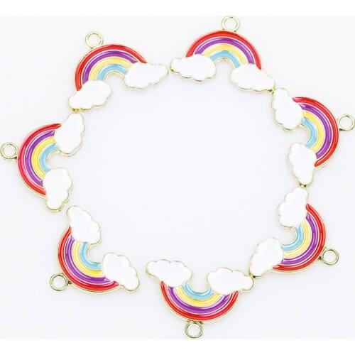 20Pcs/Lot Enamel Alloy Lucky Rainbow Clouds Charms Earrings Pendant Handcraft DIY Craft Women Gift Bracelet Jewelry Finding