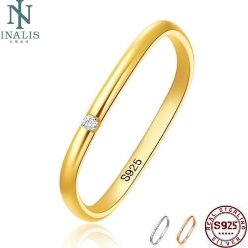 INALIS Square 925 Sterling Silver Rings For Women And Men Cubic Zircon Unisex Romantic Ring Wedding Anniversary Fine Jewelry