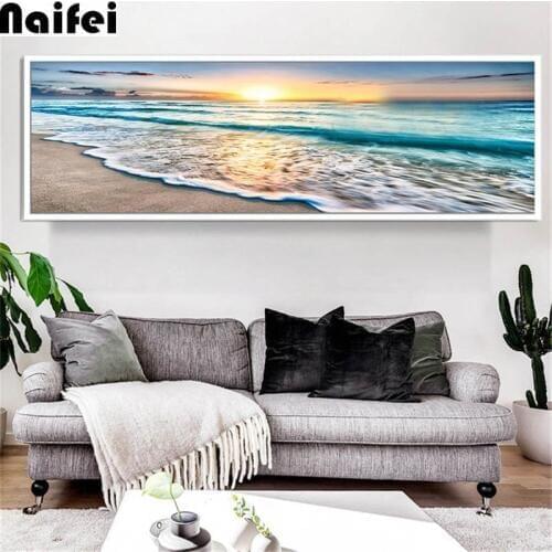 5D DIY square round Diamond Painting Large size Sale Seascape Beach Wave Sunrise Over Sea Art Set Mosaic Diamond Embroidery