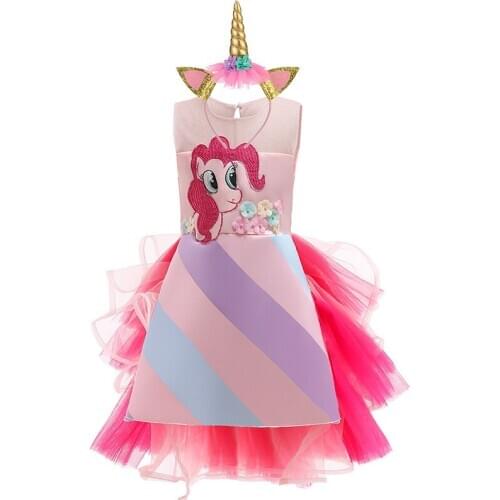 Unicorn Girl Set Autumn Winter New Princess Dress Kids Costume For 3-10 Years Girls Birthday Party Dresses Children Clothing