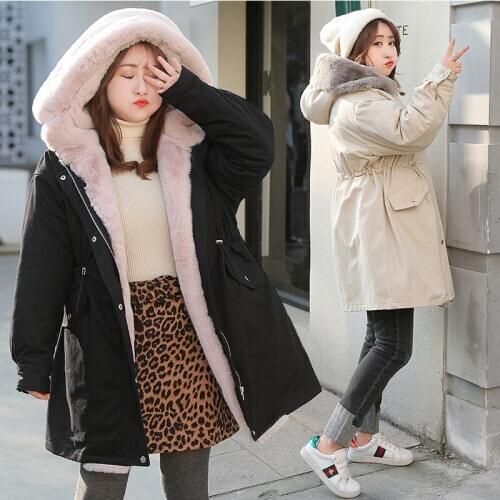 Pure color hooded plus size fat padded jacket thickened warmth Korean version plus size womens clothing