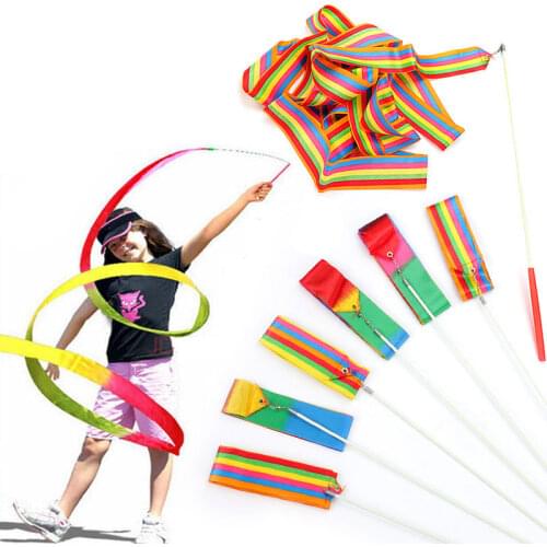 1Pcs Dance Ribbon Gym Rhythmic Gymnastics Art Ballet Streamer Twirling Rod Outdoor Sport Children Adult Toys Gifts
