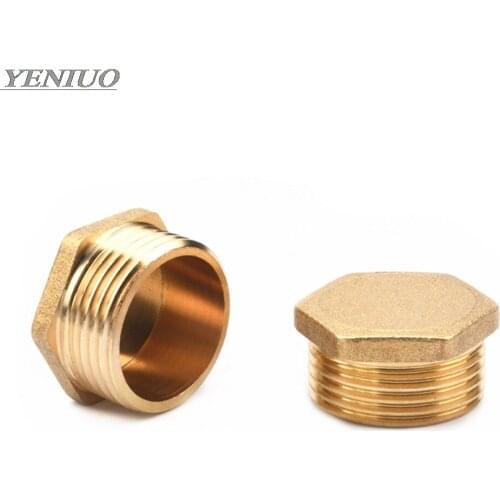Copper 1/8" 1/4" 3/8" 1/2" 3/4" Male Thread Brass Pipe Hex Head Brass End Cap Plug Fitting Coupler Connector Adapter