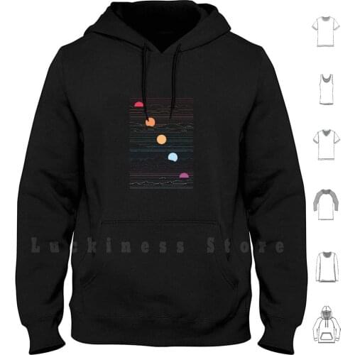 Many Lands Under One Sun hoodies long sleeve Sun Sunrise Sunset Nature Landscape Lines Mono Weight Graphical Geometric