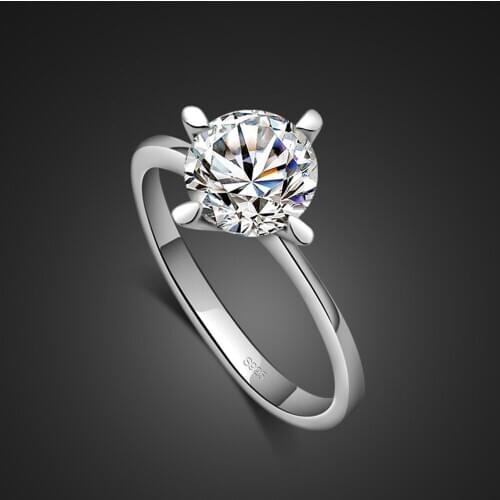 Fashion 100% 925 Sterling Silver Ring Woman Classic Engagement Ring Dazzling 5A Zircon Ring Charm lady Wedding Jewellery Gift