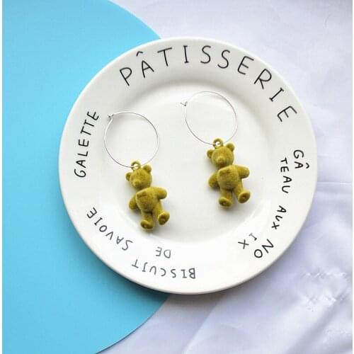 Cartoon imitation flannel Bear Earrings creative hand puppet fluffy bear cute personality exaggerated earrings earrings