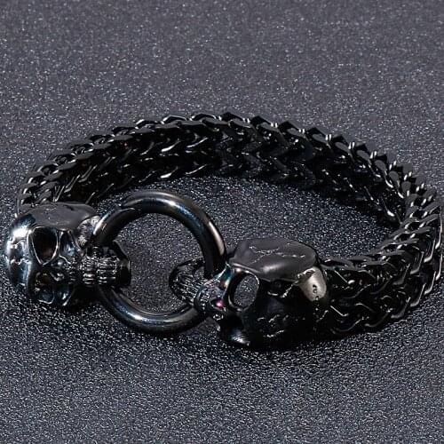 Punk Rock Men Bracelet Skull Titanium Steel Dragon Mens Bracelets Bangles Biker Jewelry Friendship Birthday Gifts Dropshipping