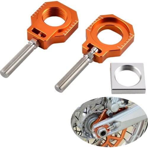 NICECNC CNC Billet Axle Blocks Chain Adjuster For KTM 125 200 250 300 350 400 450 500 520 525 530 EXC EXC-F XC-W XCF-W 2000-2018