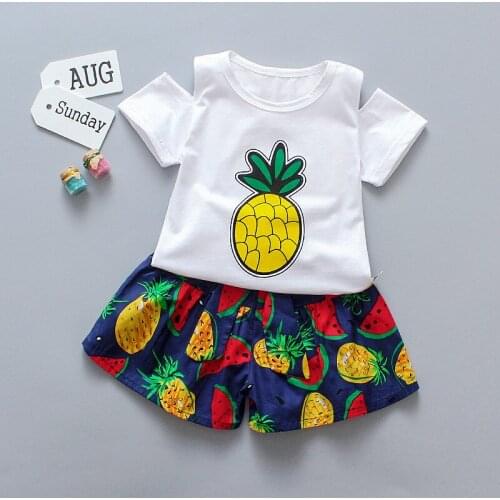 Toddler Baby Girl Outfits Summer Baby Girls Clothes Sets Print T shirt + Pants 2Pcs Kids Clothes Sets Costume Children Clothing