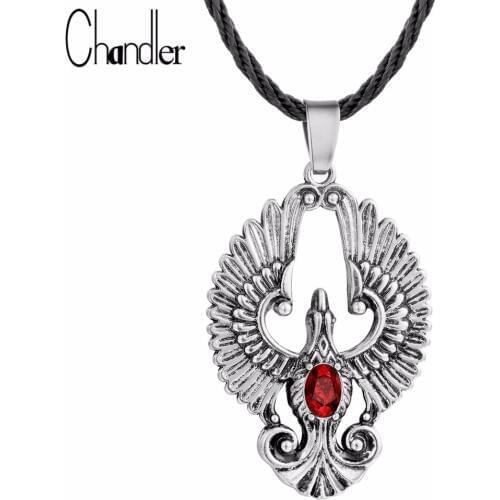 Chandler Phoenix Pendant Necklace For Mens Women BirdShort Sweater Necklaces Red Stone Classic Acient Jewelry
