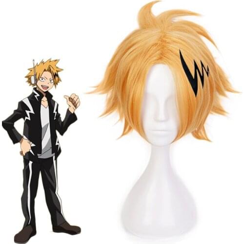 Kaminari Denki Wig With Hairpin Headwear Cosplay Costume Boku no Hero Academia Heat Resistant Hair My Hero Academia Party Wigs