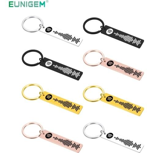 Personalized Keychain Custom Music Spotify Scan Code Key chain Engrave Key Chain Ring Laser Stainless Steel Spotify Code Jewelry