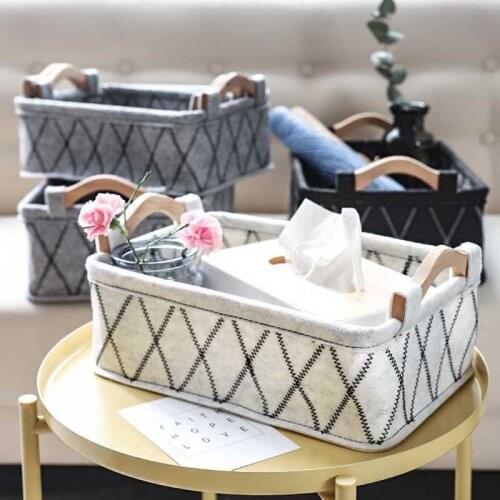 Portable Felt Cloth Storage Basket with Handles Large Capacity for Home Storages Sundries Books Dirty Clothes Finishing Baskets