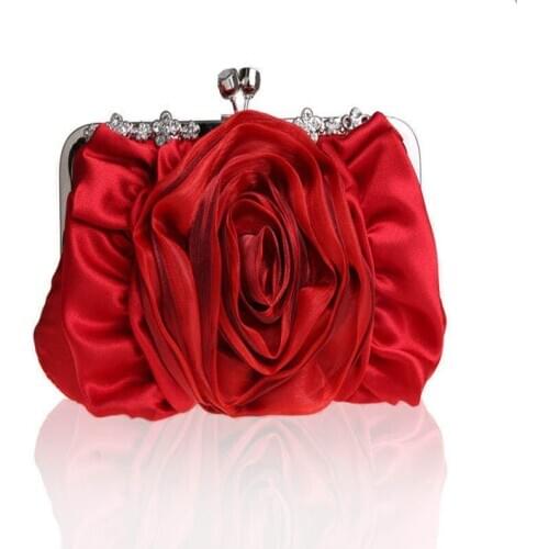 Hot Sale Women Evening Bag New Banquet 3D Big Flower Purse,Messenger Bags Bolsas Fashion wedding Elegent Silk Satin Clutch WY73