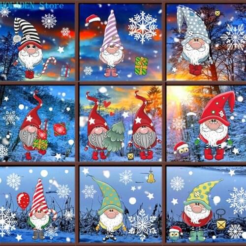 Christmas Window Glass Electrostatic Sticker Santa Claus Decoration Sticker