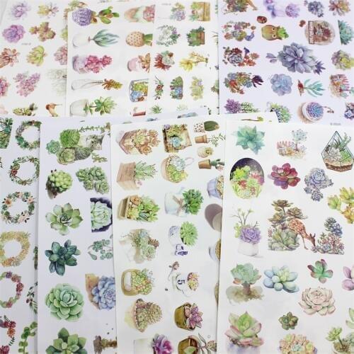 Succulent Plants Self- adhesive Paper Sticker for Scrapbooking/ DIY Crafts/ Card Making Decoration