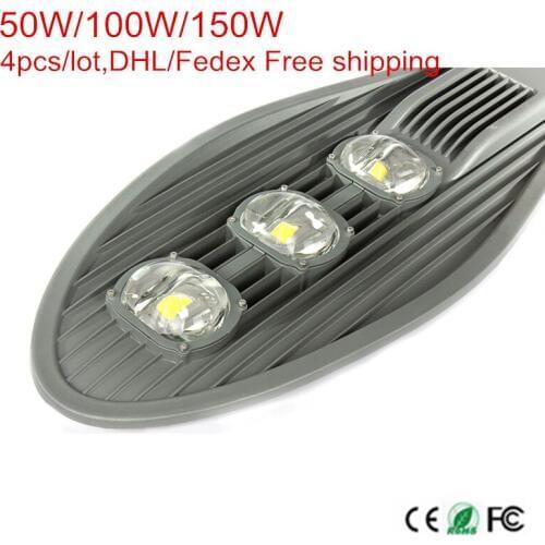 High Power COB Led Street Lights 50W 100W 150W Led Outdoor Lighting AC85-265V Warm/Natural/Cold White 4pcs/lot,DHL Free ship